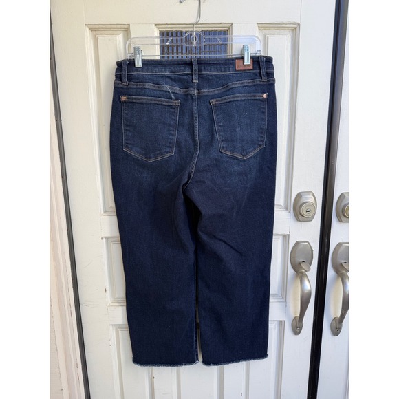 Judy Blue Wide Leg High Rise Dark Wash Raw Hem Jeans Women's Size 13/31 - Picture 2 of 5